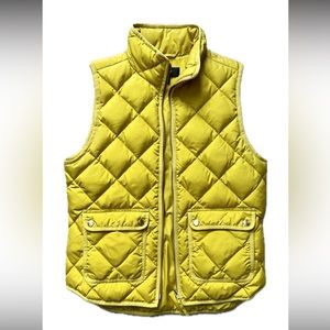 J.Crew Quilted Excursion Puffer Vest, Chartreuse Yellow Small